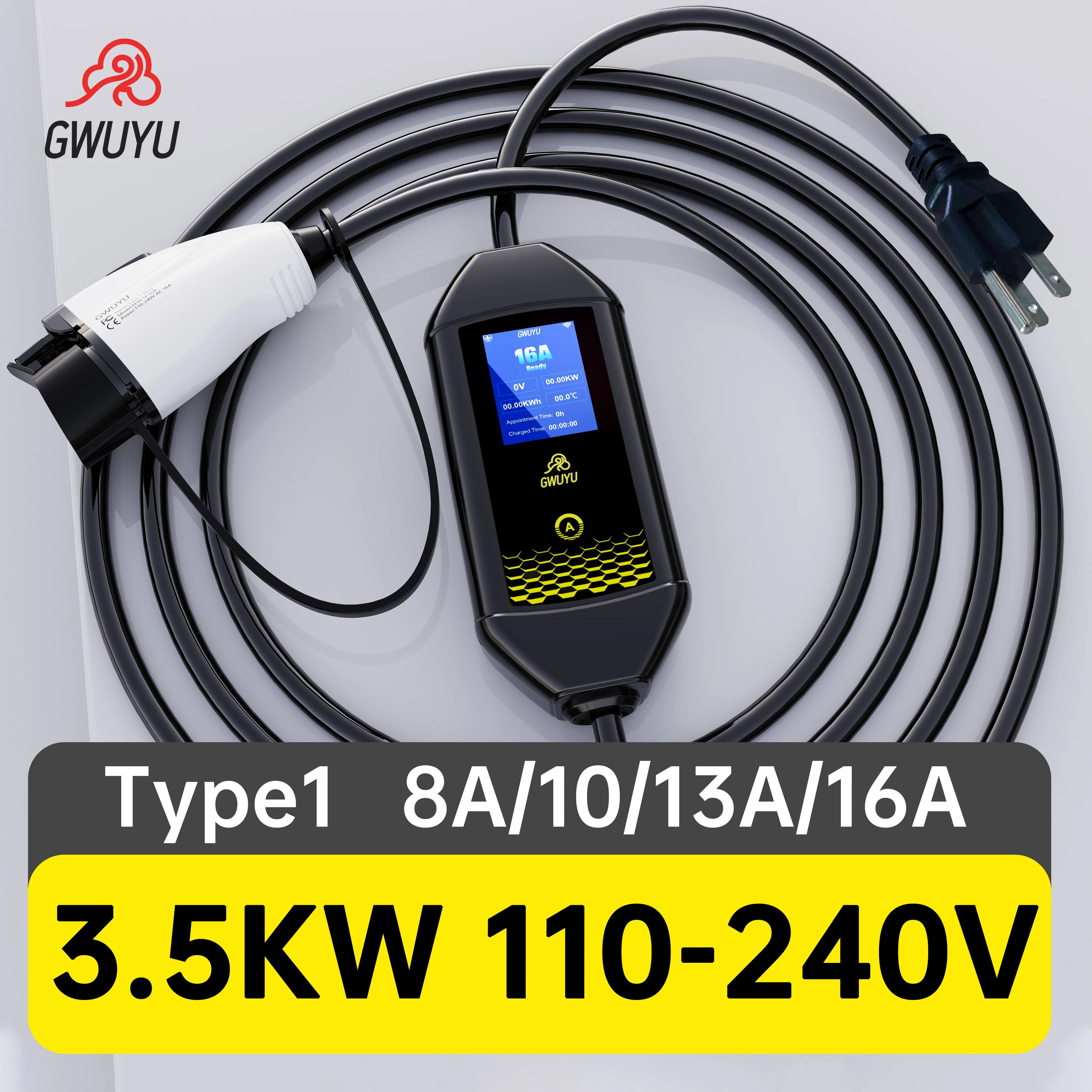 EV Portable Charger 3.5KW 16A 110-240V Type 1 Plug EVSE Charging Station 3.5m Cable Wallbox Chargings with 2.8 Inch LED Screen
EV Portable Charger 3.5KW 16A 110-240V Type 1 Plug EVSE Charging Station 3.5m Cable Wallbox Chargings with 2.8 Inch LED Screen