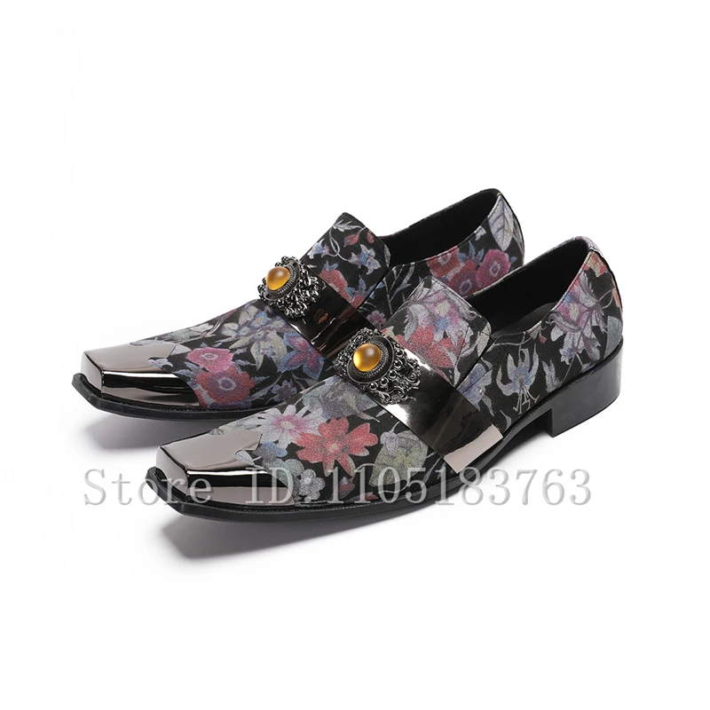 Men Luxury Floral Print Leather Dress Shoes Metal Toe Cap Gemstone Buckle Slip On Loafers Fashion Wedding Party Party Oxfords
Men Luxury Floral Print Leather Dress Shoes Metal Toe Cap Gemstone Buckle Slip On Loafers Fashion Wedding Party Party Oxfords