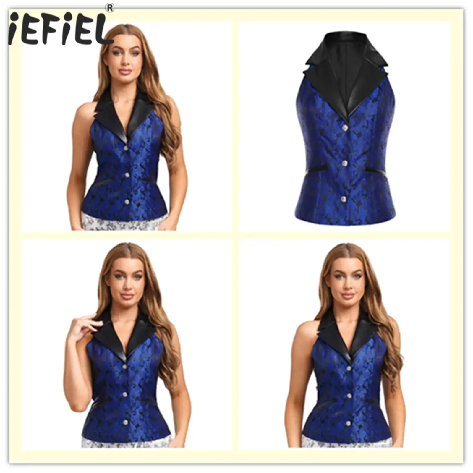 Womens Retro Jacquard Waistcoat Leather Steampunk Slim-fit Vest Notch Lapel Vest Medieval Vintage Renaissance Gothic Costume
Womens Retro Jacquard Waistcoat Leather Steampunk Slim-fit Vest Notch Lapel Vest Medieval Vintage Renaissance Gothic Costume