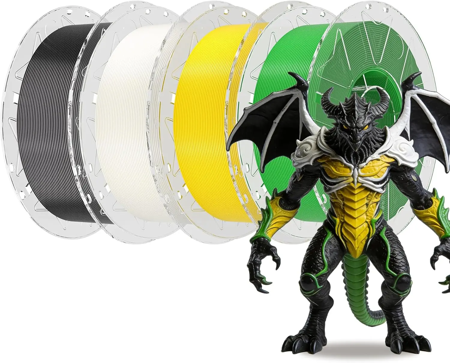 High Speed PLA Filament 1.75mm Bundle, 4x1KG Spools, 600mm/s, High Precision, No-Tangling, Black+White+Yellow+Green
High Speed PLA Filament 1.75mm Bundle, 4x1KG Spools, 600mm/s, High Precision, No-Tangling, Black+White+Yellow+Green