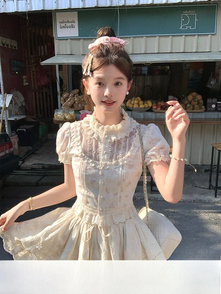 Sweet Sle Cotton ort Sve round Ne Lace Print Top Women Summer f Sve T-irt Slim Fit Bubble Sve Pure Color
Sweet Sle Cotton ort Sve round Ne Lace Print Top Women Summer f Sve T-irt Slim Fit Bubble Sve Pure Color