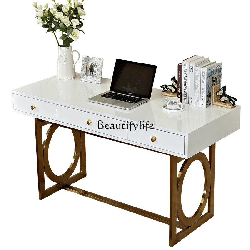 Stainless steel white paint desk simple modern writing desk computer table rectangular
Stainless steel white paint desk simple modern writing desk computer table rectangular