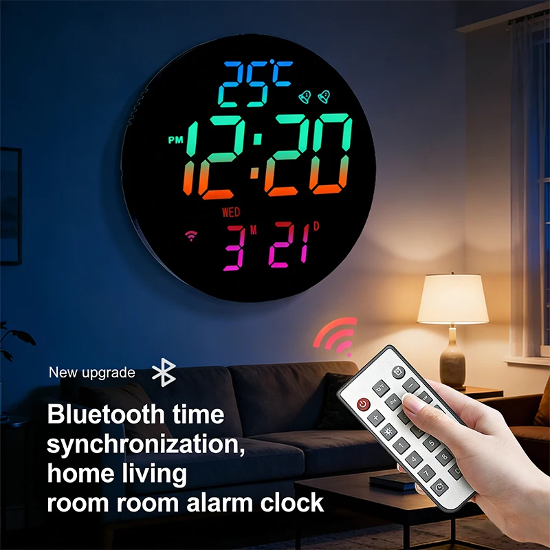 Modern style living room clock, circular multi-color digital display clock pendant
Modern style living room clock, circular multi-color digital display clock pendant