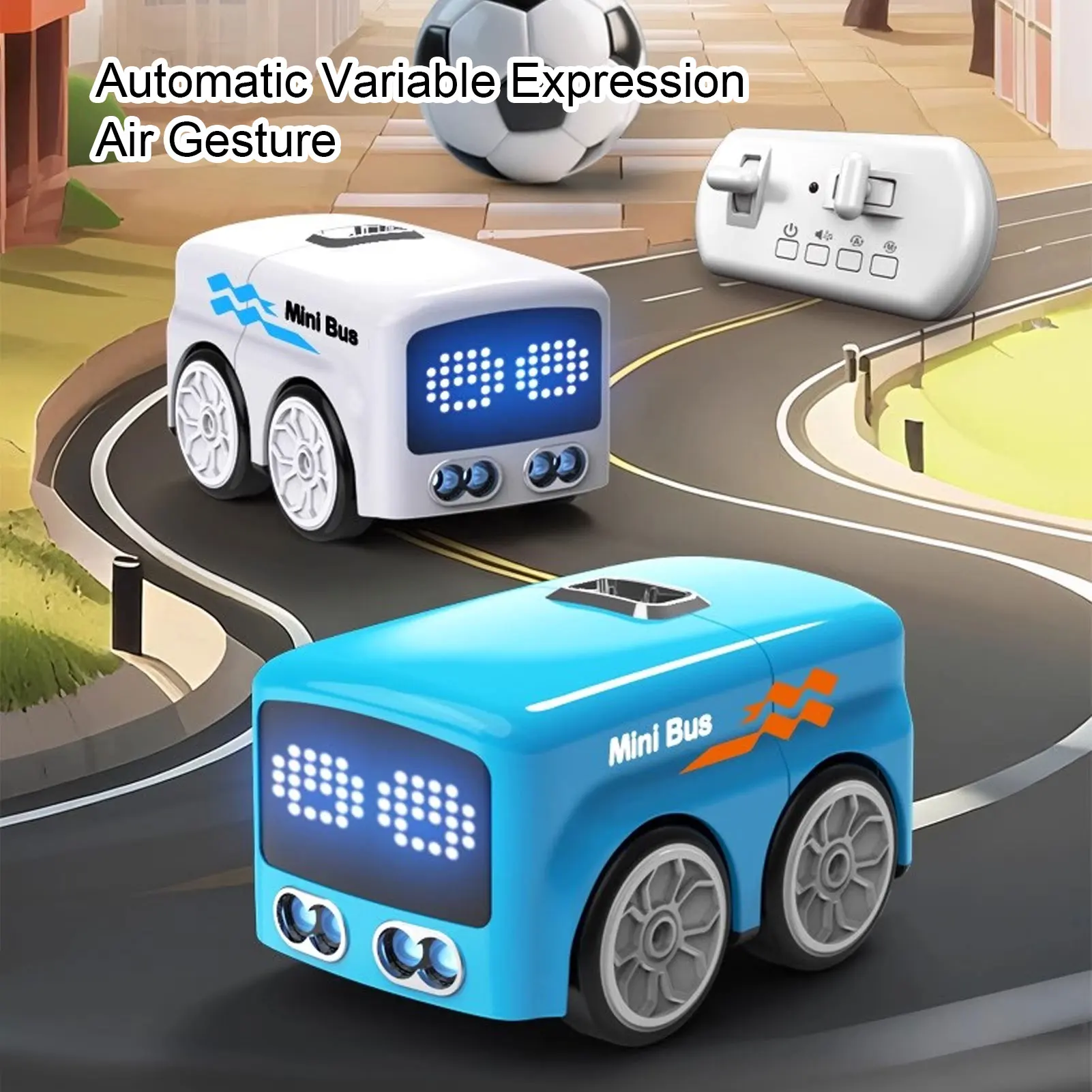 RC Mini Bus, RC-Controlled with 4 Play Modes, Funny Auto Expressions Smart Gesture Control Light Music& Ideal Gift for Chiledren
RC Mini Bus, RC-Controlled with 4 Play Modes, Funny Auto Expressions Smart Gesture Control Light Music& Ideal Gift for Chiledren