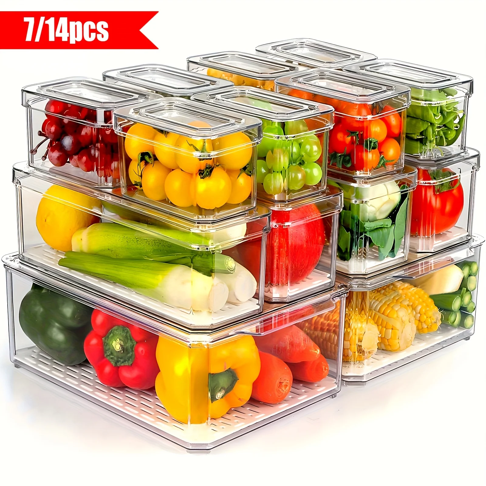 7/14pcs Fridge Organizer, Clear Refrigerator Storage Boxes with Lids, BPA Free Stackable Fruit Storage Containers for Refrigerator, Vegetables, Food And Drinks
7/14pcs Fridge Organizer, Clear Refrigerator Storage Boxes with Lids, BPA Free Stackable Fruit Storage Containers for Refrigerator, Vegetables, Food And Drinks