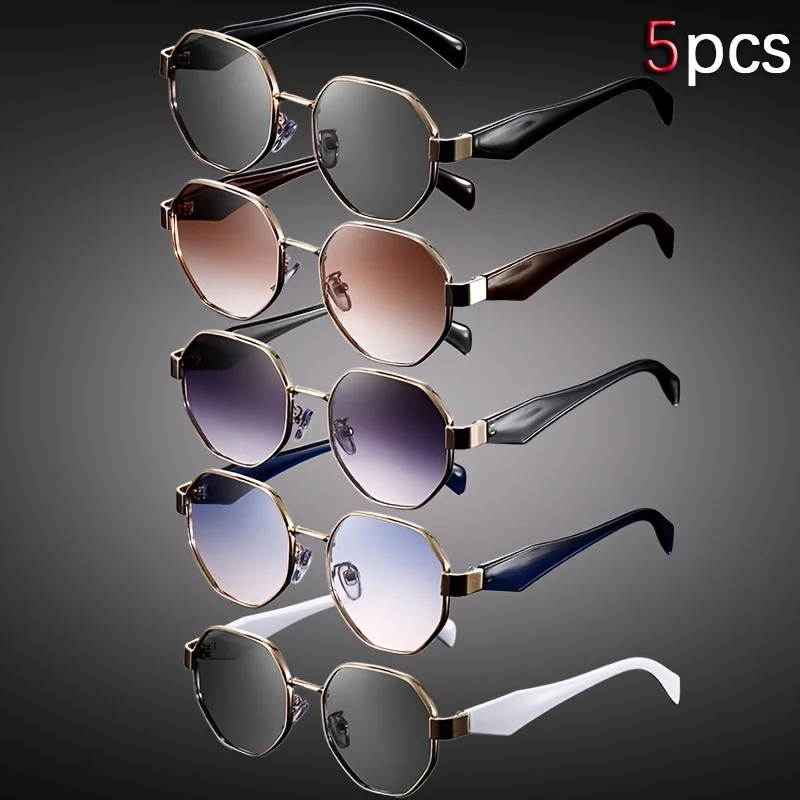 5pcs Fashionable Large Frame Polygonal Metal Frame Unisex Glasses Suitable for Daily Wear
5pcs Fashionable Large Frame Polygonal Metal Frame Unisex Glasses Suitable for Daily Wear