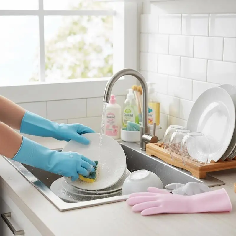 Kitchen Scrubber Sleeves Medium For Dishwashing Laundry Gardening, 2 Pairs Flexible Long-lasting Cleaning Mitts Pink Purple Multi-color Vinyl Rubber Blend Pair Pack
Kitchen Scrubber Sleeves Medium For Dishwashing Laundry Gardening, 2 Pairs Flexible Long-lasting Cleaning Mitts Pink Purple Multi-color Vinyl Rubber Blend Pair Pack