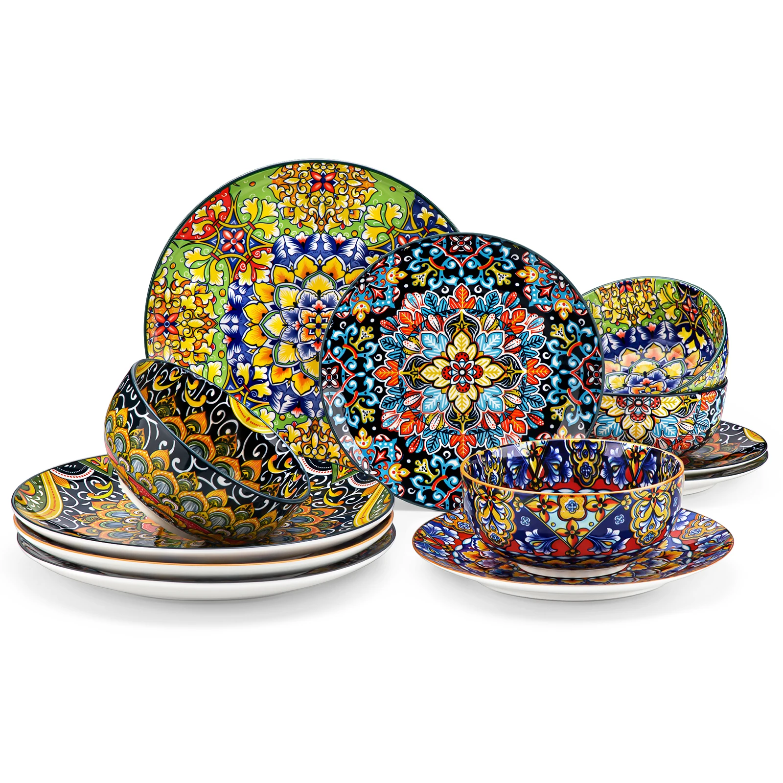 vancasso 12 Piece Ceramic Dinner Plate Double sided Painting Bohemian Style Dinnerware Set with 4PCS Dinner Plate/Dessert/Bowl
vancasso 12 Piece Ceramic Dinner Plate Double sided Painting Bohemian Style Dinnerware Set with 4PCS Dinner Plate/Dessert/Bowl