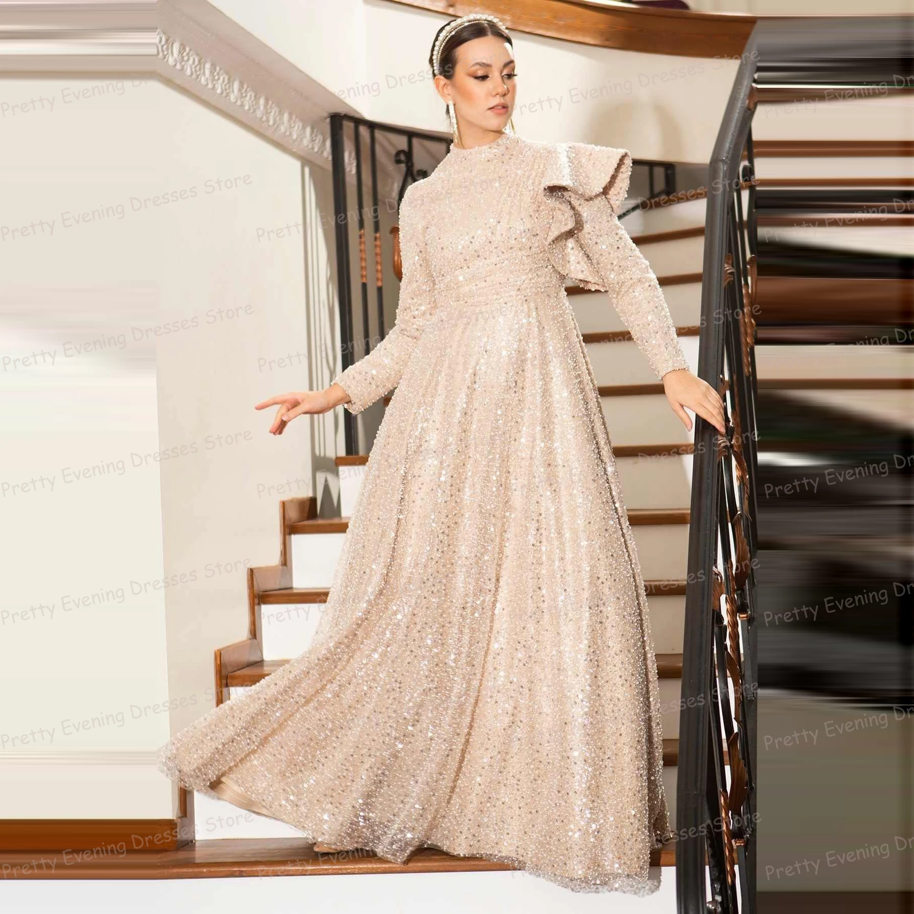 Fashion Glisten Evening Dresses Woman's Sexy Sequined A Line Long Sleeve Prom Growns 2025 Party Customized فساتين سهرة
Fashion Glisten Evening Dresses Woman's Sexy Sequined A Line Long Sleeve Prom Growns 2025 Party Customized فساتين سهرة