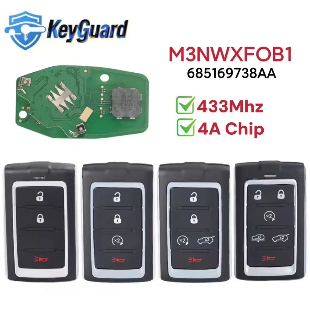Keyguard Smart Remote Car Key With 3 4 5 6 Buttons 433MHz 4A Chip for Jeep Wagoneer Grand Cherokee L 2021 2022 2023 M3NWXF0B1
Keyguard Smart Remote Car Key With 3 4 5 6 Buttons 433MHz 4A Chip for Jeep Wagoneer Grand Cherokee L 2021 2022 2023 M3NWXF0B1