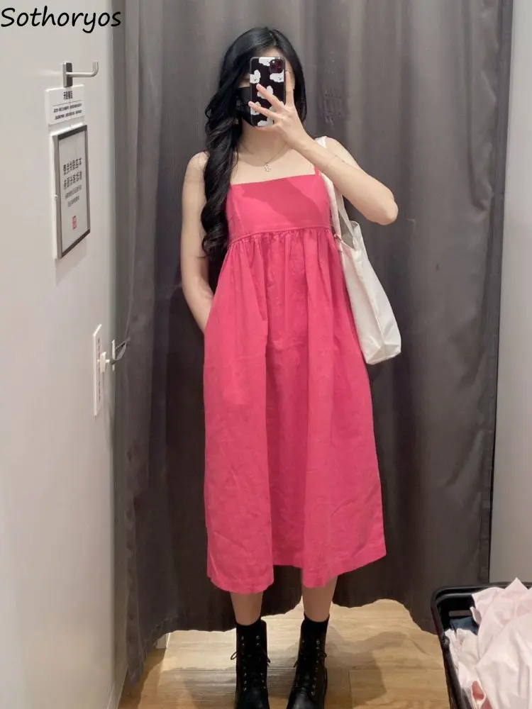 Loose Midi Dresses Women Sleeveless Office Lady Leisure Aesthetic 6 Colors Sweet Korean Style Popular Summer Charming Vesitdos
Loose Midi Dresses Women Sleeveless Office Lady Leisure Aesthetic 6 Colors Sweet Korean Style Popular Summer Charming Vesitdos