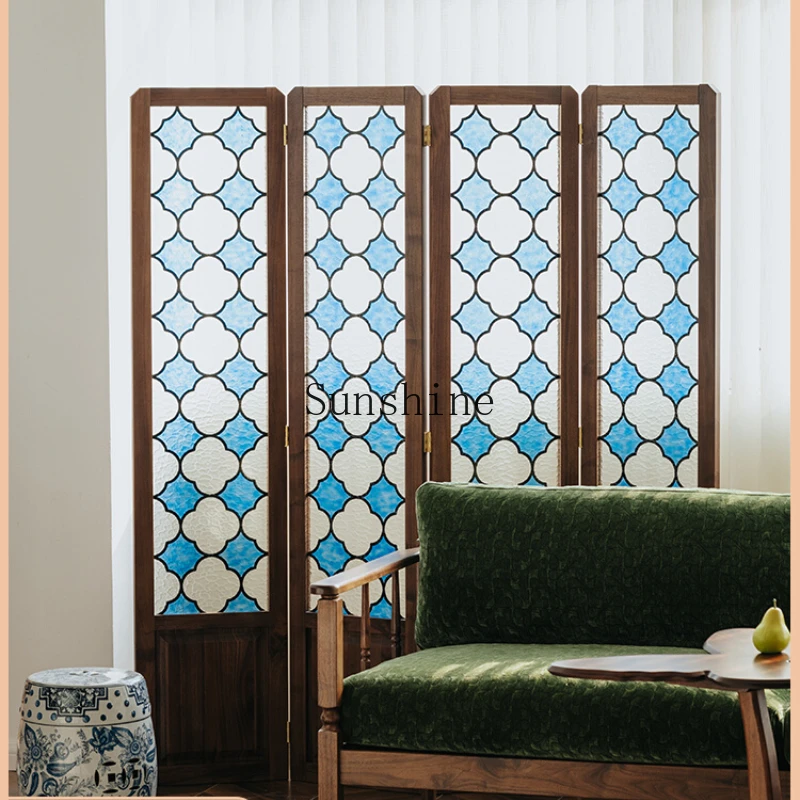 Retro screen partition black walnut living room office small apartment block mobile
Retro screen partition black walnut living room office small apartment block mobile