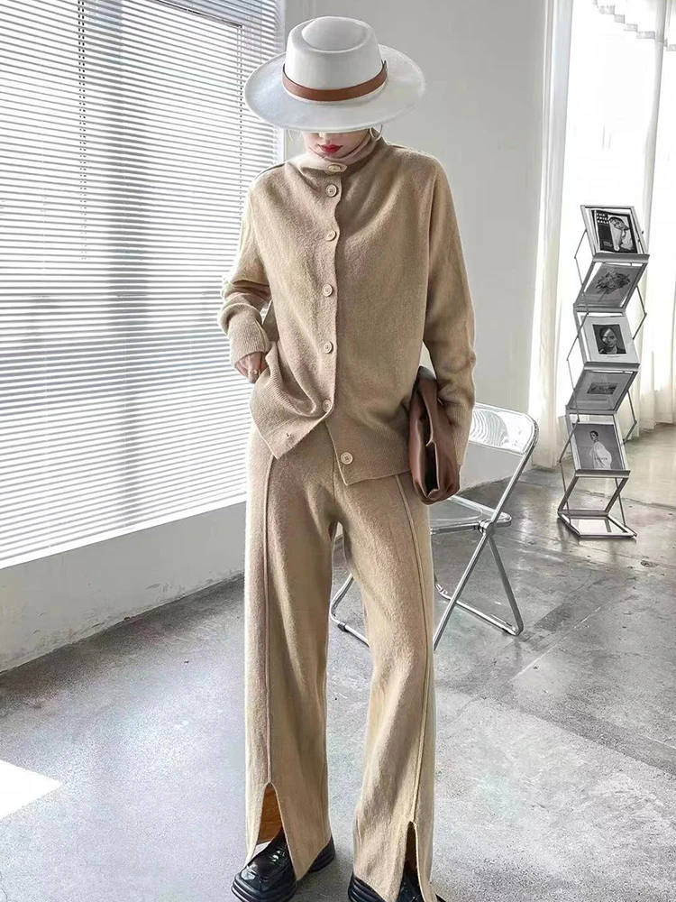 Autumn And Winter Single Breasted Knitted Cardigan 2 Pieces Sets Solid Sweater High Waist Pants Two Piece Set Women Pants Set
Autumn And Winter Single Breasted Knitted Cardigan 2 Pieces Sets Solid Sweater High Waist Pants Two Piece Set Women Pants Set