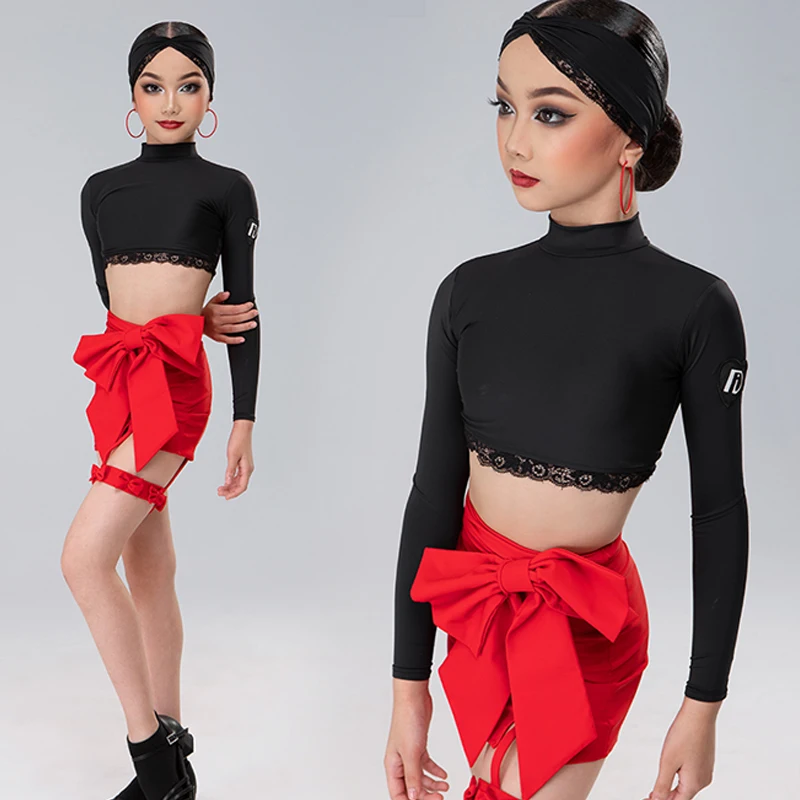 Children'S Latin Dance Clothing Girls Black Top Bow Skirt Kids Latin Dance Performance Costumes Stage Training Wear SL10855
Children'S Latin Dance Clothing Girls Black Top Bow Skirt Kids Latin Dance Performance Costumes Stage Training Wear SL10855