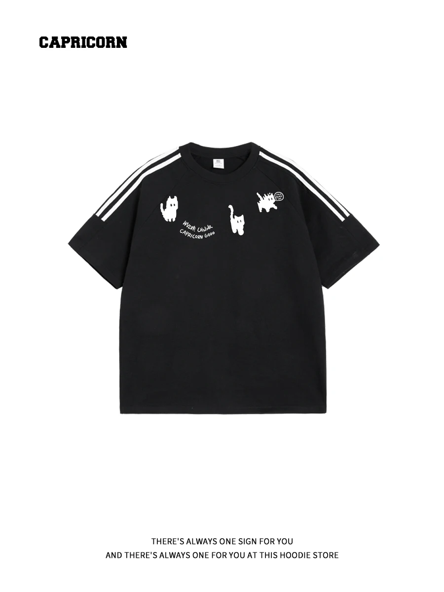 Capricorn Print Three-Stripes Splice Short-Sleeve Women's Summer Trendy Heavy-Light Cotton Pure Cotton T-Shirt Casual Sty...
Capricorn Print Three-Stripes Splice Short-Sleeve Women's Summer Trendy Heavy-Light Cotton Pure Cotton T-Shirt Casual Sty...