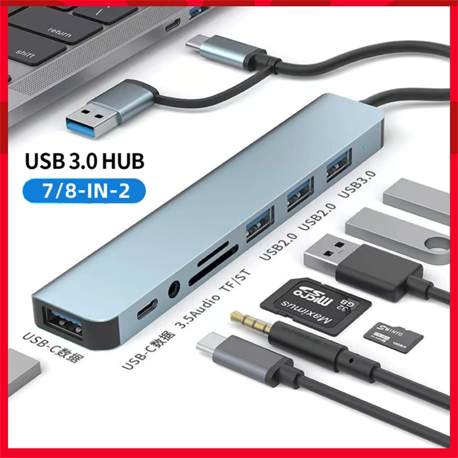 8-IN-2 USB HUB 3.0 USB C HUB Docking Station 5Gbps High Speed Transmission USB Splitter Multi Adapter Adapter For Macbook Pro
8-IN-2 USB HUB 3.0 USB C HUB Docking Station 5Gbps High Speed Transmission USB Splitter Multi Adapter Adapter For Macbook Pro