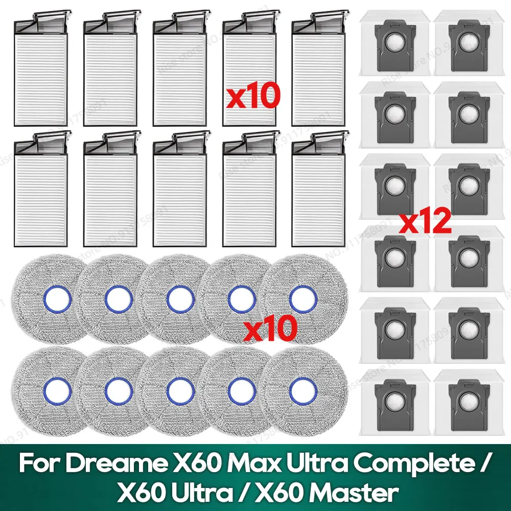 OSSIEAO parts Compatible for Dreame X60 Max Ultra Complete / X60 Ultra / X60 Master Accessories Filter Dust Bag Mop Cloth
OSSIEAO parts Compatible for Dreame X60 Max Ultra Complete / X60 Ultra / X60 Master Accessories Filter Dust Bag Mop Cloth