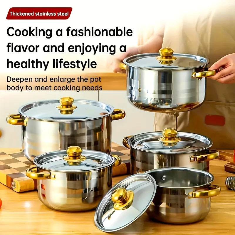 Classic Cookware Set Stainless Steel Pots And Pans Set Pots for Cooking, Non-stick Cookware Set, Frying Pan And Pot with Glass Lid, Cookware Set Kitchen Cooking Set with Golden Handle, Heat Resistant Easy to Frying Pan Skillet for All Cooktop, Orange
Classic Cookware Set Stainless Steel Pots And Pans Set Pots for Cooking, Non-stick Cookware Set, Frying Pan And Pot with Glass Lid, Cookware Set Kitchen Cooking Set with Golden Handle, Heat Resistant Easy to Frying Pan Skillet for All Cooktop, Orange