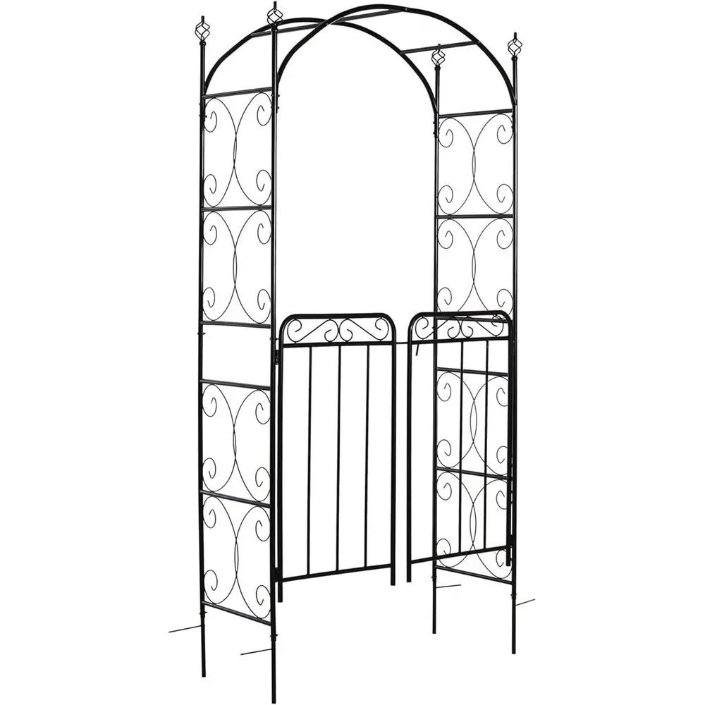 Black Metal Garden Arch Arbor with Gate, Trellis for Climbing Vines, Ideal for Weddings and Decorative Flourishes
Black Metal Garden Arch Arbor with Gate, Trellis for Climbing Vines, Ideal for Weddings and Decorative Flourishes