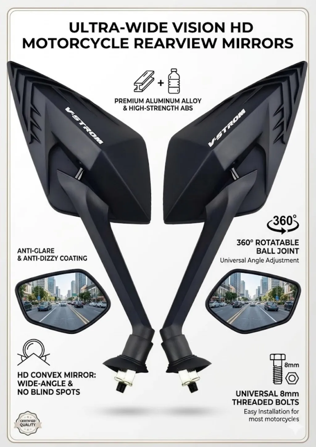 New Motorcycle side-view mirror For VSTROM DL 250 1000 V-Strom 650/XT 1000/XT High Quality Fashionable style Motorcycle Mirrors
New Motorcycle side-view mirror For VSTROM DL 250 1000 V-Strom 650/XT 1000/XT High Quality Fashionable style Motorcycle Mirrors