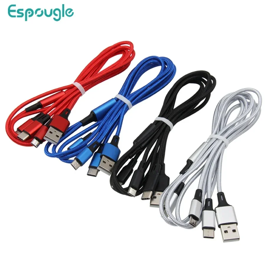 100pcs Multi 1.2m 3 in 1 Micro USB Type C Charger Cable Usb Port Mobile Phone Charging Cord Wire For iPhone Samsung Huawei Sony
100pcs Multi 1.2m 3 in 1 Micro USB Type C Charger Cable Usb Port Mobile Phone Charging Cord Wire For iPhone Samsung Huawei Sony
