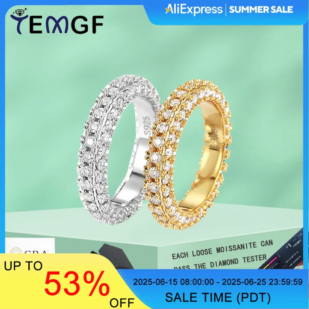 TEMGF S925 Silver Ring 3 Sides Moissanite Inlay for Women Wedding Eternity Party Sparkling Fine Jewelry GRA Certification
TEMGF S925 Silver Ring 3 Sides Moissanite Inlay for Women Wedding Eternity Party Sparkling Fine Jewelry GRA Certification