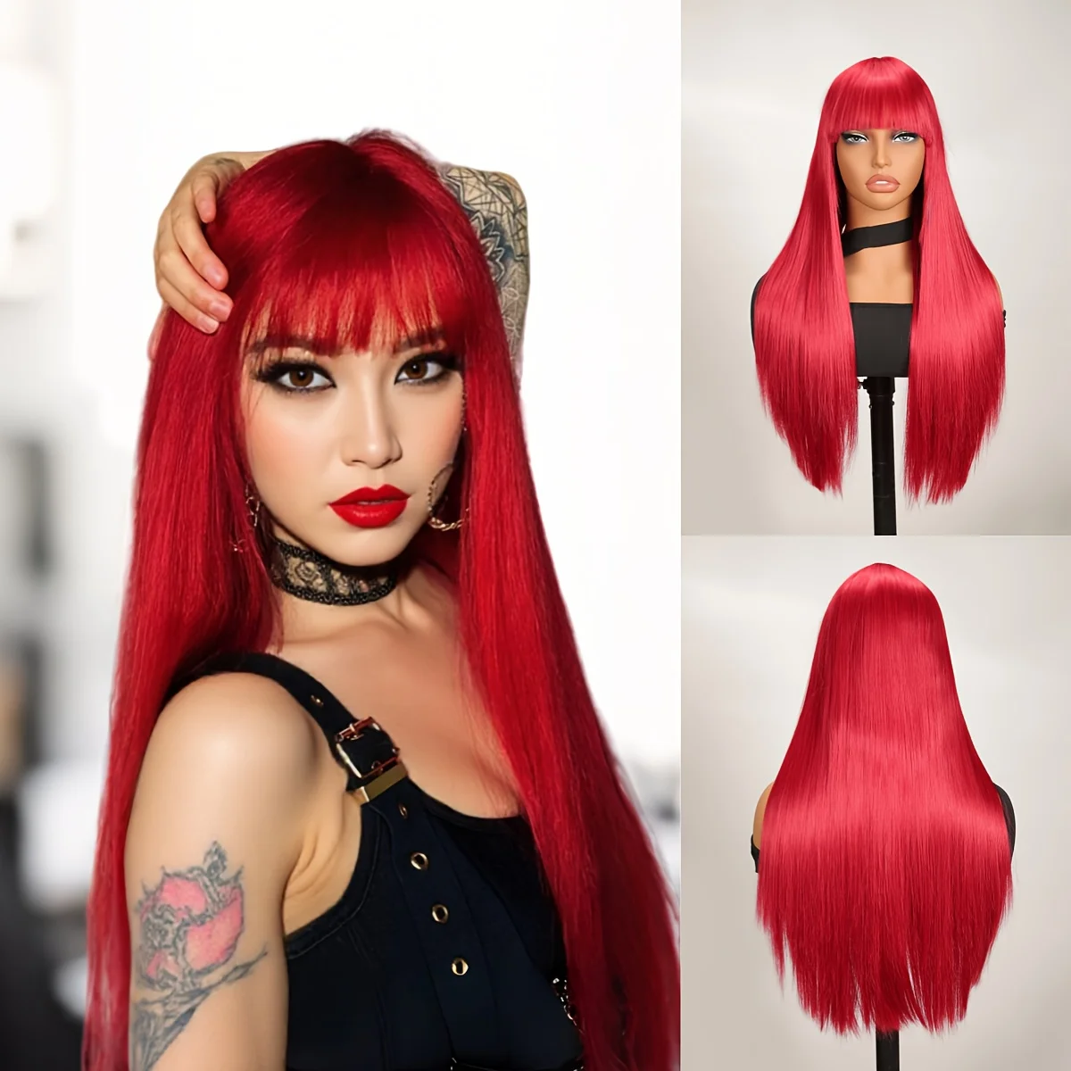 Red Long Straight Hair Wig with Bangs, Synthetic Wig, Suitable for Daily Wear and Party Wear
Red Long Straight Hair Wig with Bangs, Synthetic Wig, Suitable for Daily Wear and Party Wear