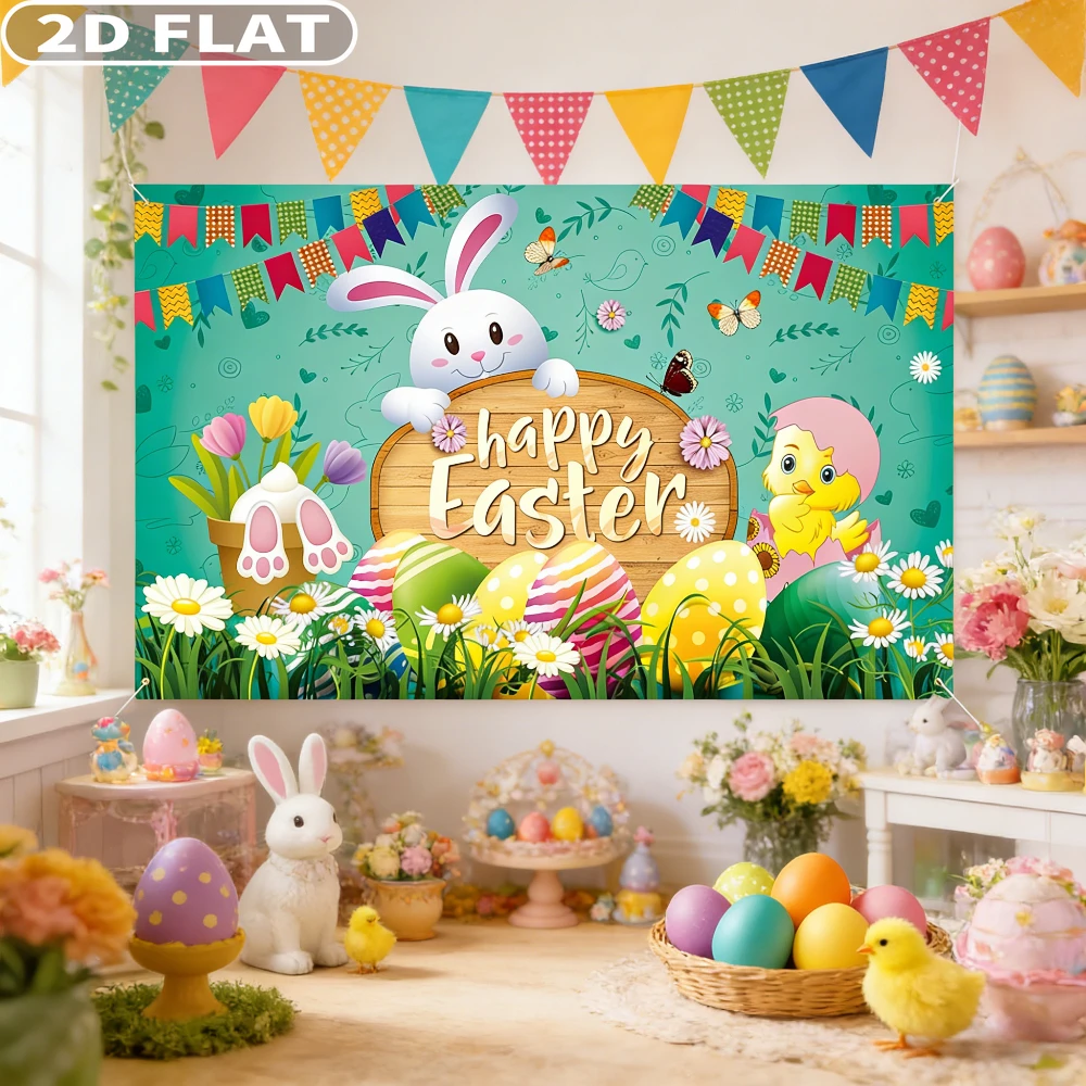 2D FLAT 1pc Happy Easter Polyester Banner Party Photo Booth Props, 110x185cm/43.31x72.83 Inch Party Backdrop with Spring Egg
2D FLAT 1pc Happy Easter Polyester Banner Party Photo Booth Props, 110x185cm/43.31x72.83 Inch Party Backdrop with Spring Egg