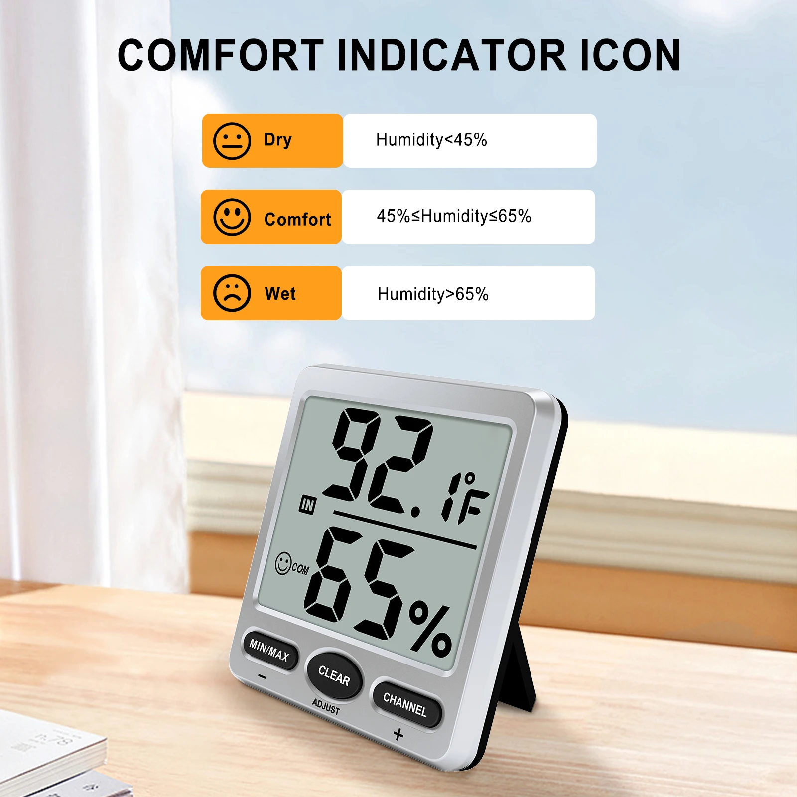 2025 LCD Digital Thermometer Hygrometer Display Weather Station High Accuracy Fast Refresh Indoor Temperature Humidity Meter