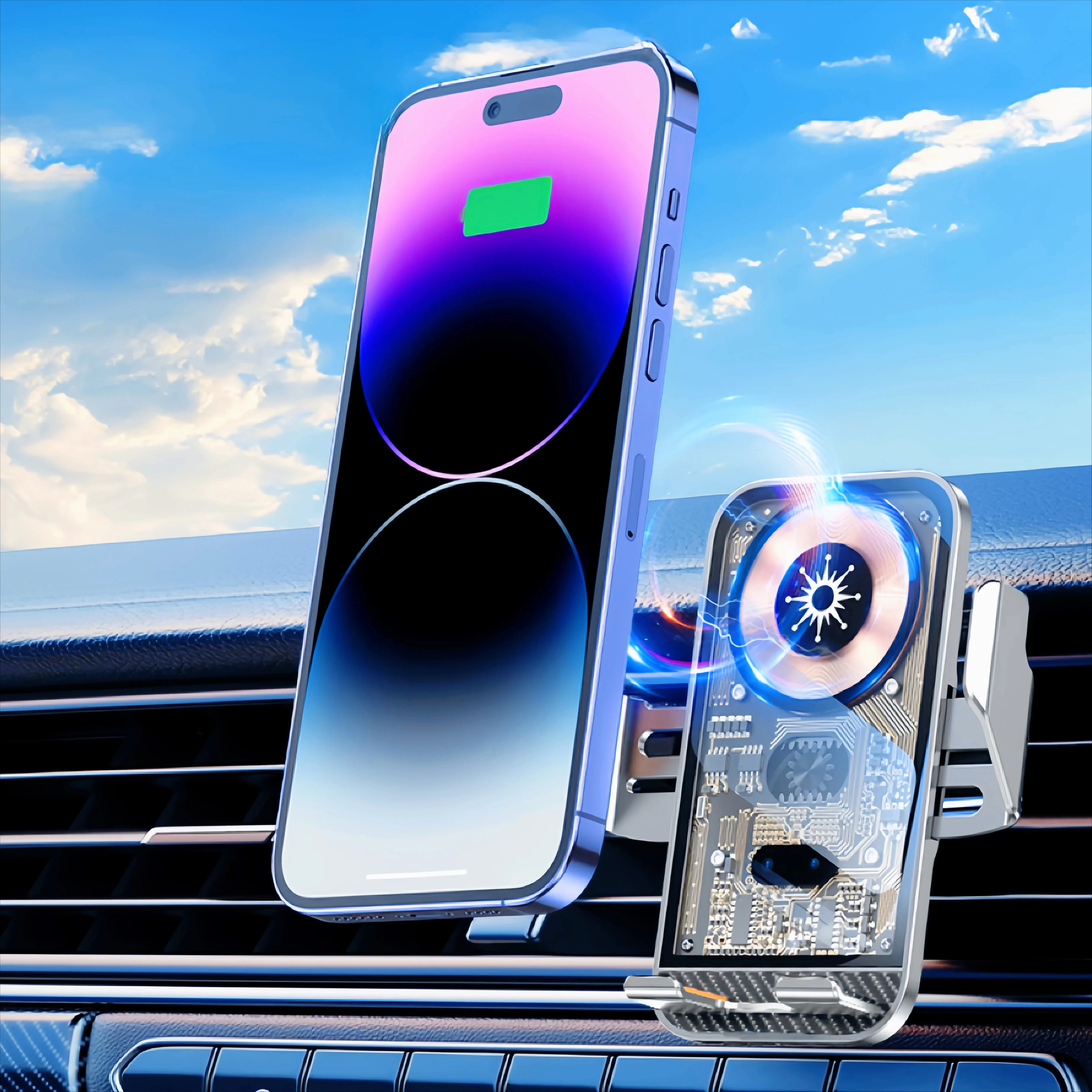 15W Car Wireless Charging Punk Style Automatic Induction Car Charger Phone Stand For iPhone Google Pixel Galaxy Huawei Xiaomi
15W Car Wireless Charging Punk Style Automatic Induction Car Charger Phone Stand For iPhone Google Pixel Galaxy Huawei Xiaomi