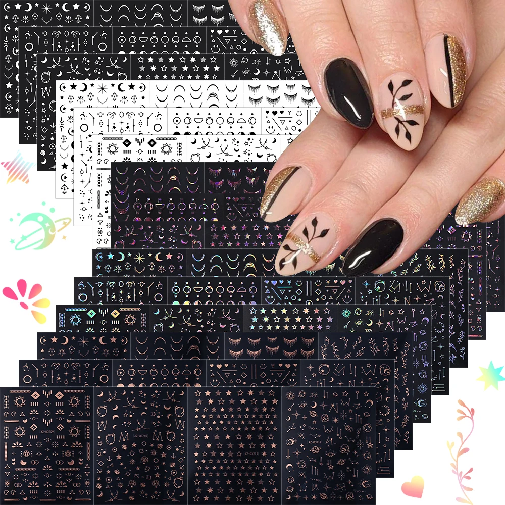 12Pcs Gold Silver Star Moon Nail Sticker Black/White/Laser Y2K French Line Tassel Adhesive Decals DIY Starlight Manicure Sliders
12Pcs Gold Silver Star Moon Nail Sticker Black/White/Laser Y2K French Line Tassel Adhesive Decals DIY Starlight Manicure Sliders