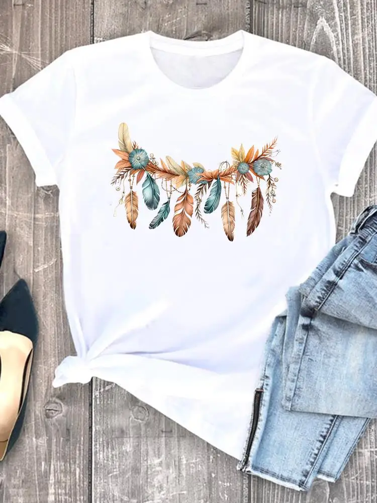 Feather Trend Style Women Popular Clothing Fashion Casual Print Graphic Tees Clothes T Ladies Short Sleeve O-neck T-shirts
Feather Trend Style Women Popular Clothing Fashion Casual Print Graphic Tees Clothes T Ladies Short Sleeve O-neck T-shirts