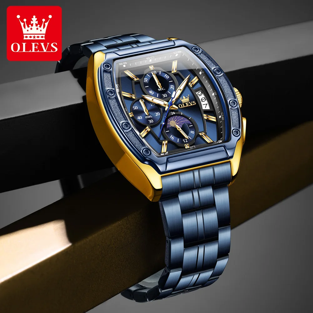 OLEVS Brand Luxury Moon Phase Chronograph Quartz Watch for Men Stainless Ssteel Waterproof Luminous Calendar Watches Mens Clock
OLEVS Brand Luxury Moon Phase Chronograph Quartz Watch for Men Stainless Ssteel Waterproof Luminous Calendar Watches Mens Clock