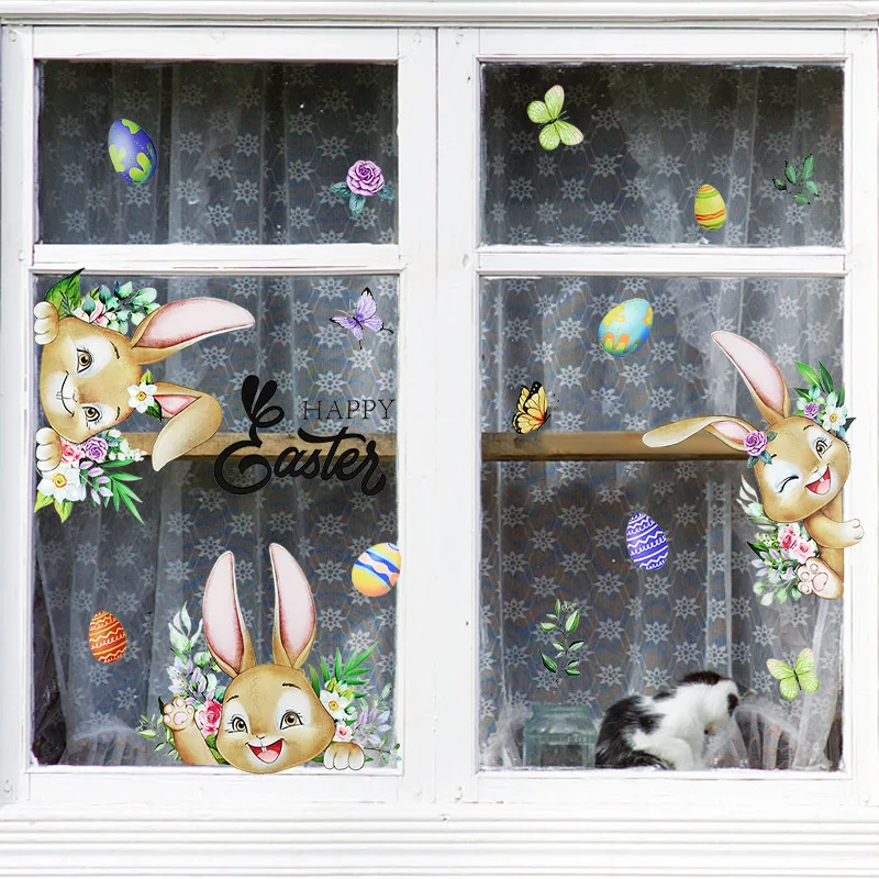2Pcs Happy Easter Window Stickers Cute Rabbit Eggs Electrostatic Glass Sticker Wall Decals For Home Easter Party Decorations
2Pcs Happy Easter Window Stickers Cute Rabbit Eggs Electrostatic Glass Sticker Wall Decals For Home Easter Party Decorations
