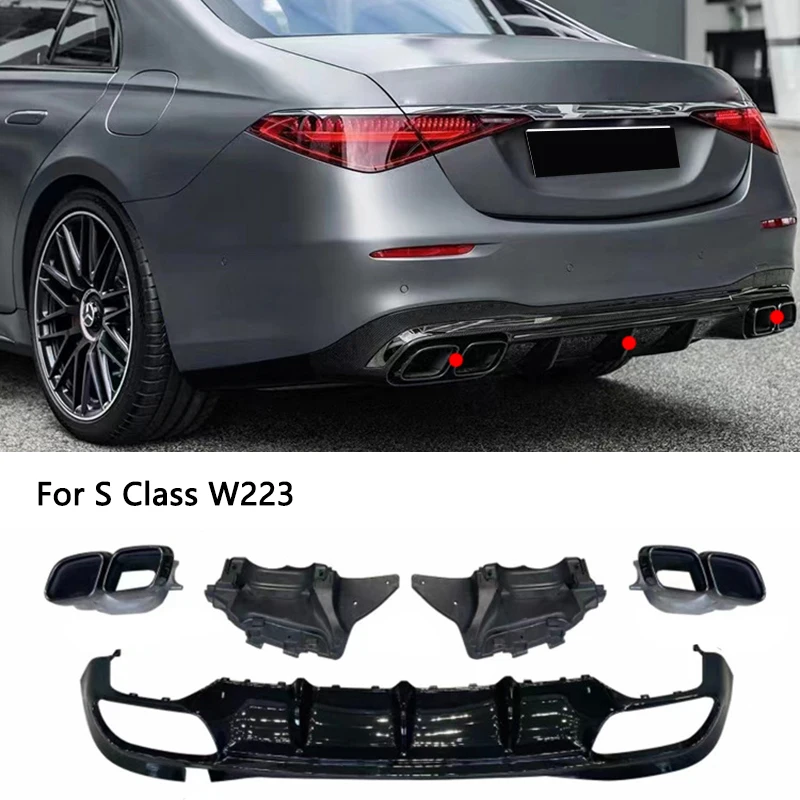 Black Rear Bumper Diffuser Spoiler Exhaust Pipe Body Kit For Mercedes Benz S Class W223 S450L S500L S580L 4MATIC
Black Rear Bumper Diffuser Spoiler Exhaust Pipe Body Kit For Mercedes Benz S Class W223 S450L S500L S580L 4MATIC