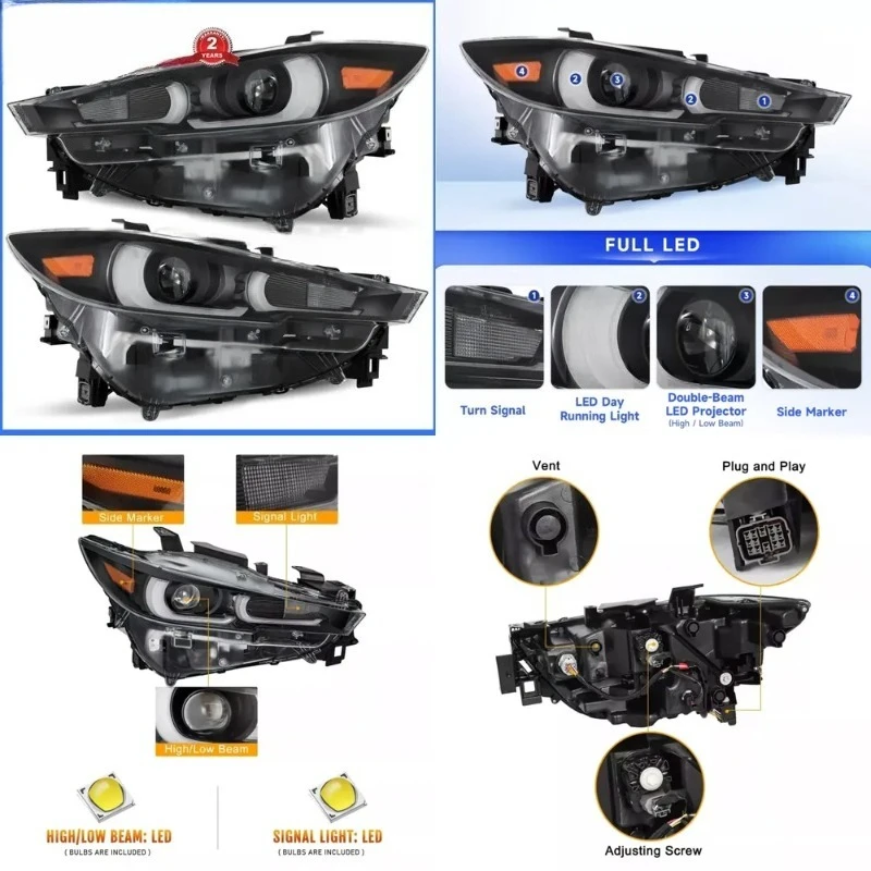 Pair Car Front Lamp LED Headlight Assembly for 2022 2023 2024 CX-5 FULL LED W/AFS & DRL Light and Right Side Headlight
Pair Car Front Lamp LED Headlight Assembly for 2022 2023 2024 CX-5 FULL LED W/AFS & DRL Light and Right Side Headlight