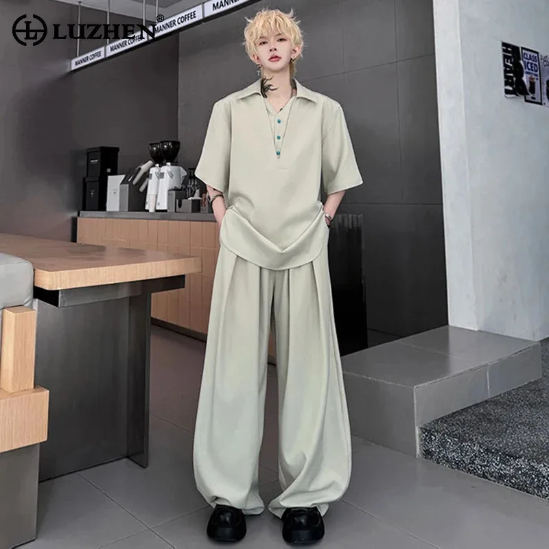 LUZHEN Luxury Plain Two-piece Sets Men's 2025 Summer High Quality Shoulder Pad Short Sleeve T-shirts Loose Casual Pants JY1759
LUZHEN Luxury Plain Two-piece Sets Men's 2025 Summer High Quality Shoulder Pad Short Sleeve T-shirts Loose Casual Pants JY1759