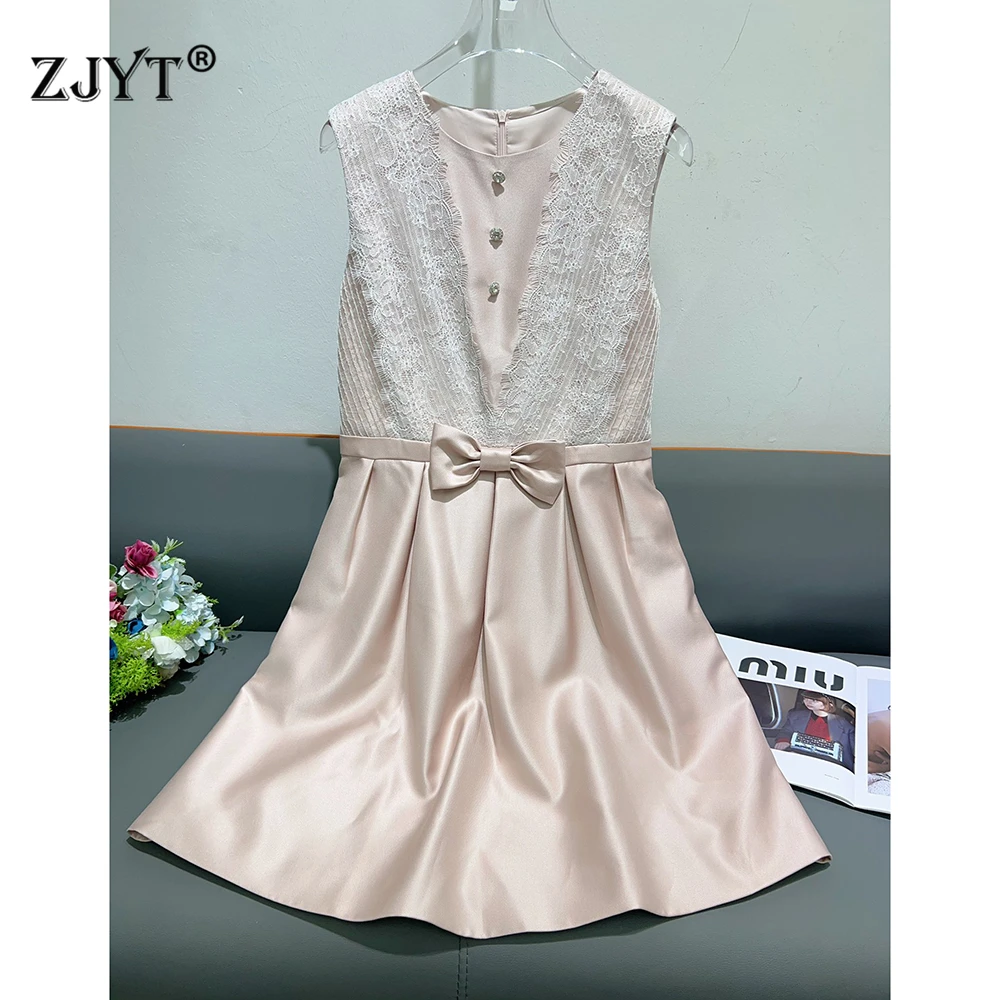 ZJYT Women's Sleeveless Dress Pink Lace Patchwork Bowknot Summer Fashion Elegant Short Tank Party Dress 2025 New Vestidos
ZJYT Women's Sleeveless Dress Pink Lace Patchwork Bowknot Summer Fashion Elegant Short Tank Party Dress 2025 New Vestidos