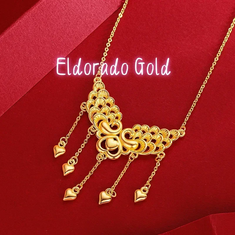 Eldorado Gold 9999 Real Gold 24K Genuine High-color Wedding Bride Peacock Chain, Ethnic Style Versatile Peacock with Fringed Ne
Eldorado Gold 9999 Real Gold 24K Genuine High-color Wedding Bride Peacock Chain, Ethnic Style Versatile Peacock with Fringed Ne