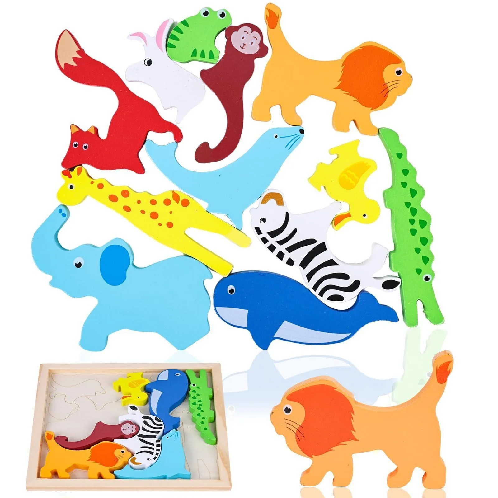 12PCS Wooden Stacking Puzzles, Animal Chunky Jigsaw Puzzles Educational Toys for Kids Gift
12PCS Wooden Stacking Puzzles, Animal Chunky Jigsaw Puzzles Educational Toys for Kids Gift