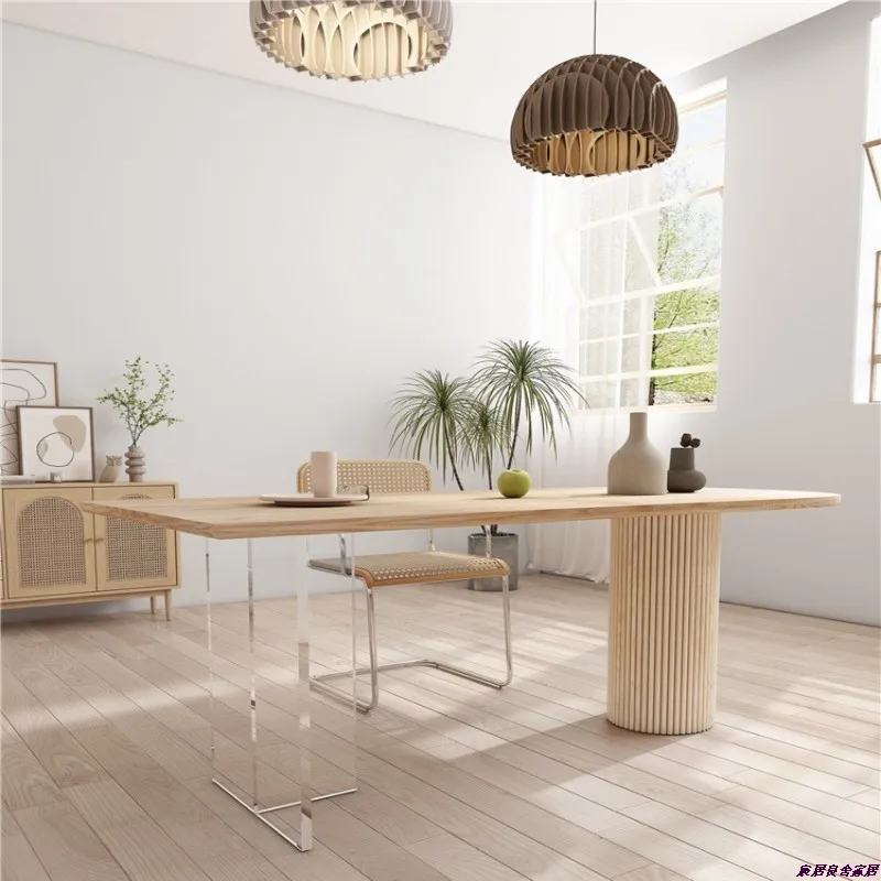 Nordic Nakajima Taiwan round solid wood dining table small apartment household semi-round acrylic suspended log dining table
Nordic Nakajima Taiwan round solid wood dining table small apartment household semi-round acrylic suspended log dining table