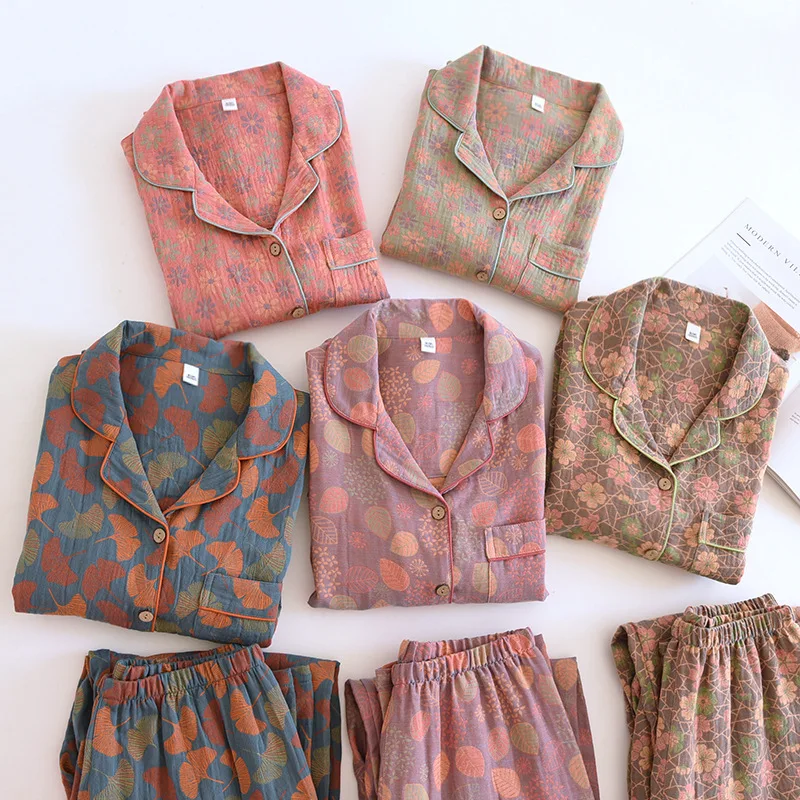 100% Cotton Crepe Homeclothes Spring Autumn/Winter Women's Pajamas Suit Long-Sleeved Trousers 2-piece Yarn-Dyed Jacquard Pajamas
100% Cotton Crepe Homeclothes Spring Autumn/Winter Women's Pajamas Suit Long-Sleeved Trousers 2-piece Yarn-Dyed Jacquard Pajamas
