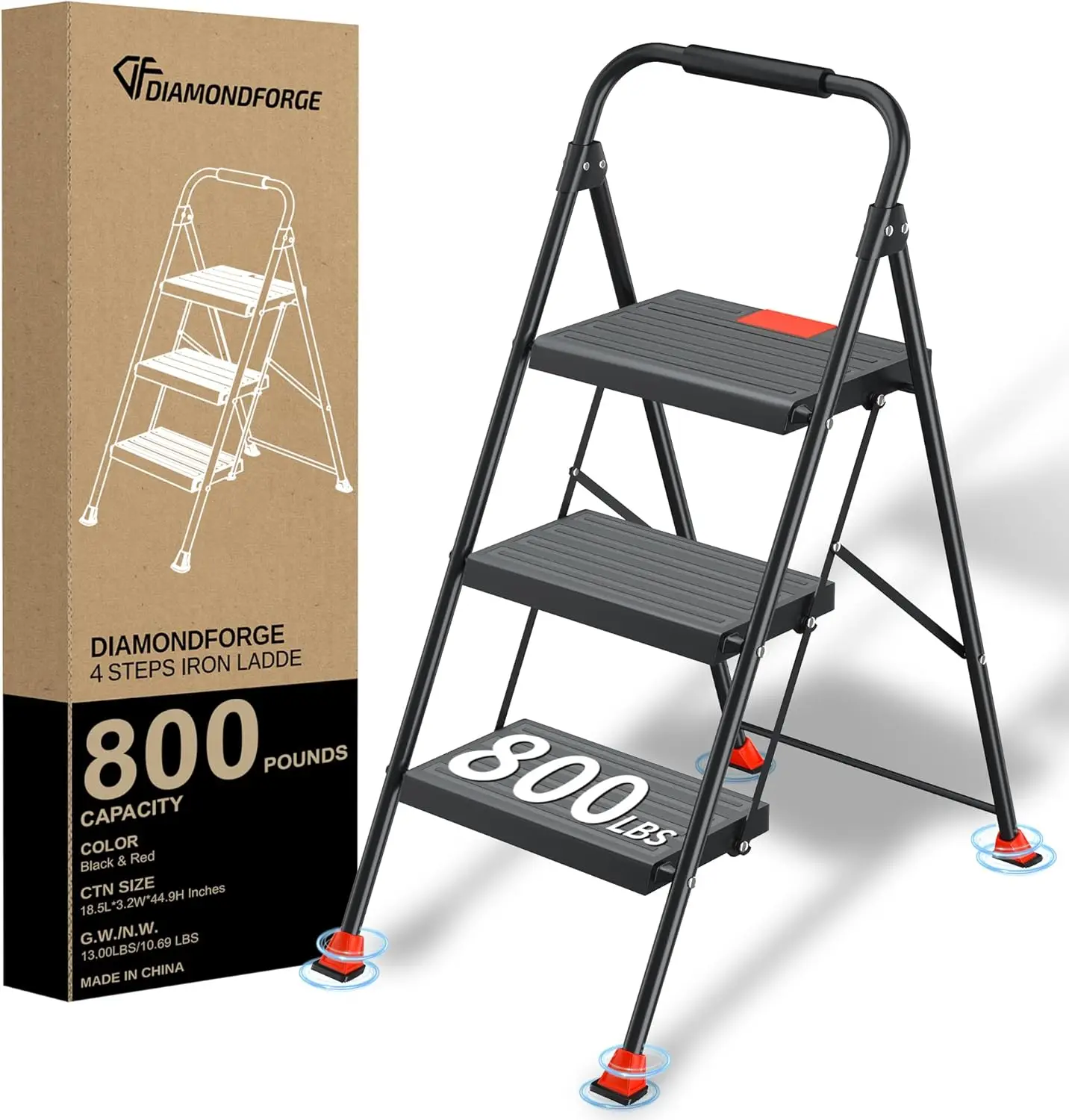 Foldable 3-Step Ladder with Handrails, Heavy Duty 800Lbs Capacity for Home Kitchen Use
Foldable 3-Step Ladder with Handrails, Heavy Duty 800Lbs Capacity for Home Kitchen Use