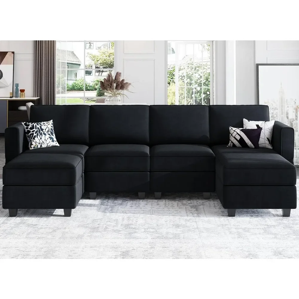 Modular Sectional Sofa with Reversible Chaises Velvet U Shaped Sectional Couch with Storage Seat
Modular Sectional Sofa with Reversible Chaises Velvet U Shaped Sectional Couch with Storage Seat