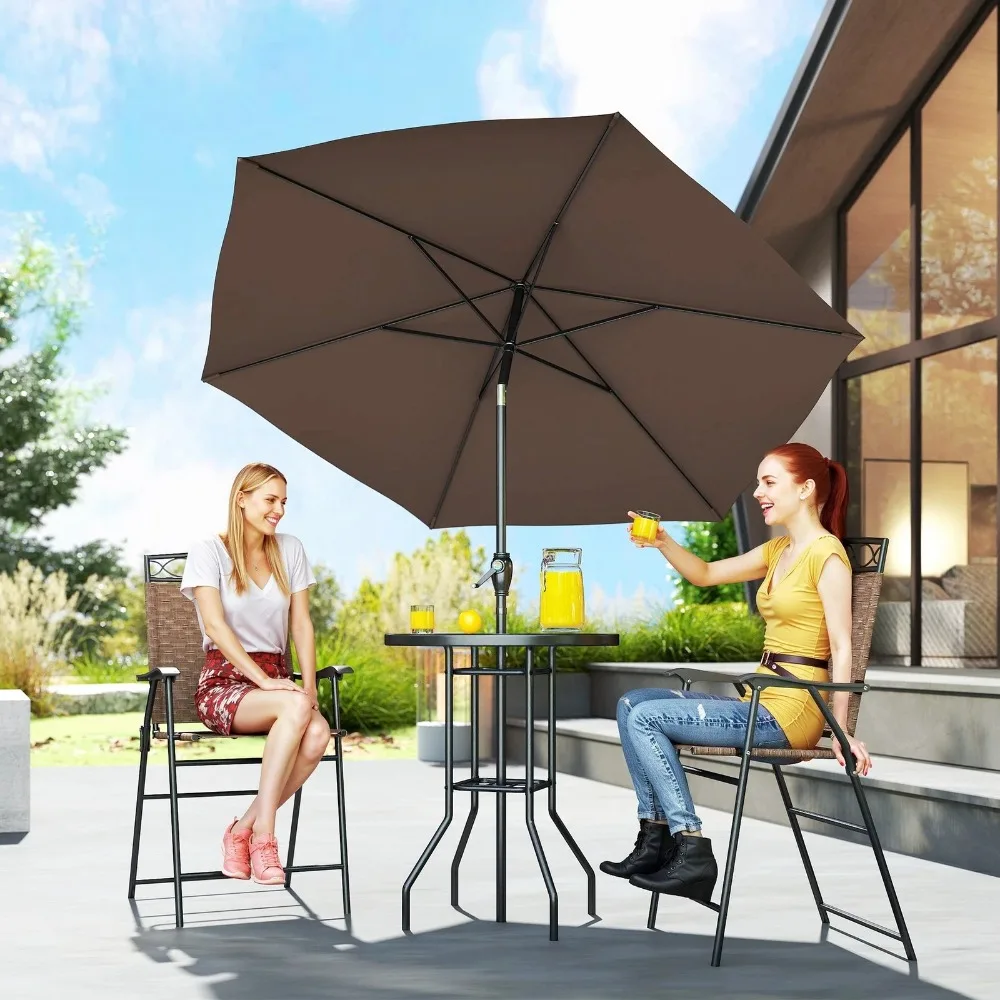 4pc Outdoor Patio Dining Set Furniture, 2 Folding Chairs, Table, Umbrella, Brown for Garden, Backyard and Poolside
4pc Outdoor Patio Dining Set Furniture, 2 Folding Chairs, Table, Umbrella, Brown for Garden, Backyard and Poolside