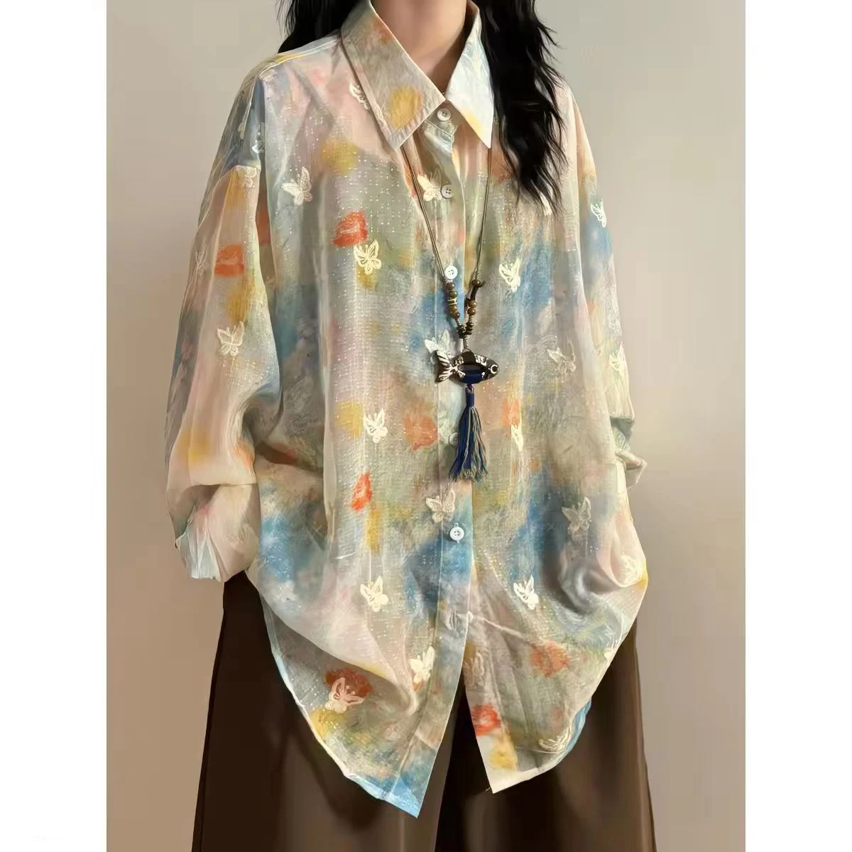 Loose Women's Shirt Spring Summer New Style Floral Print Long Sleeve Sun Protection Coat Outerwear Comfortable Casual Top
Loose Women's Shirt Spring Summer New Style Floral Print Long Sleeve Sun Protection Coat Outerwear Comfortable Casual Top