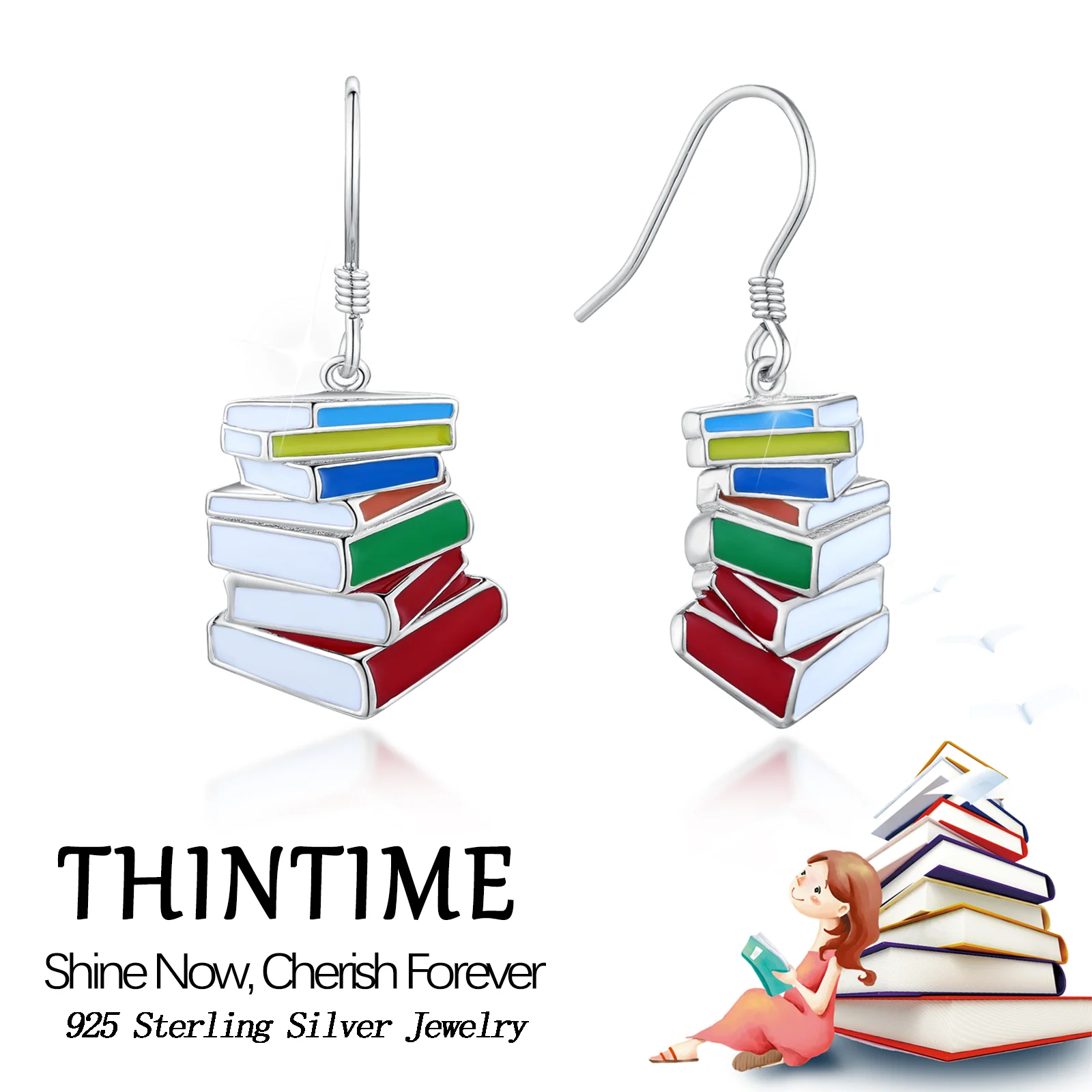 Креативные висячие серьги для учителей и студентов, стерлинговое серебро 925 пробы, висячие серьги в книгу для женщин, ювелирные изделия в школу, подарки 
Креативные висячие серьги для учителей и студентов, стерлинговое серебро 925 пробы, висячие серьги в книгу для женщин, ювелирные изделия в школу, подарки
