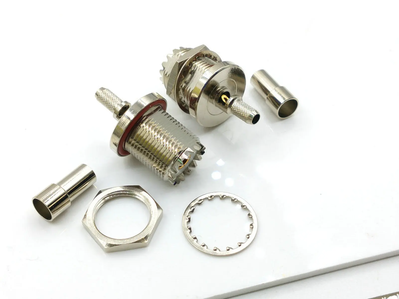 20pcs copper UHF SO239 female jack bulkhead nut connector crimp for RG58 RG142 KSR/LMR195 cable
20pcs copper UHF SO239 female jack bulkhead nut connector crimp for RG58 RG142 KSR/LMR195 cable