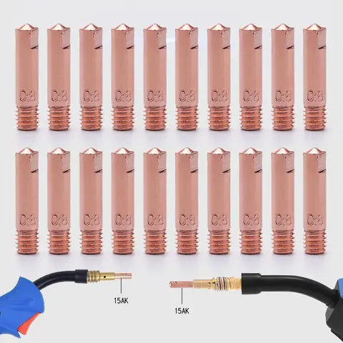 5/10 adet ucu gaz memesi MB-15AK M6*25mm kaynak meşale kontak ucu gaz memesi 0.6/0.8/0.9/1.0/1.2mm MB-15AK 14AK MIG/MAG parçası