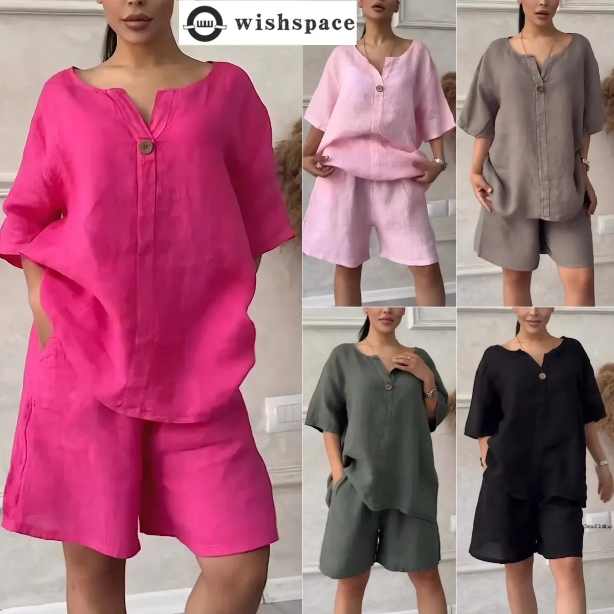 Casual Women's Set 2025 Spring and Summer New Women's Cotton and Hemp Shirt High Waist Loose Shorts Two Piece Set
Casual Women's Set 2025 Spring and Summer New Women's Cotton and Hemp Shirt High Waist Loose Shorts Two Piece Set